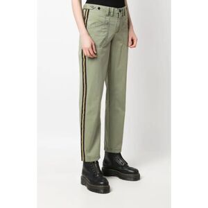 Zadig & Voltaire Pamela Side-Stripe Cotton Green Lightweight Trousers Sz 38 (M)